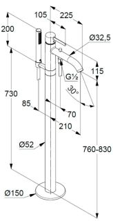 Напольный смеситель для ванны Kludi Bozz хром 385900576